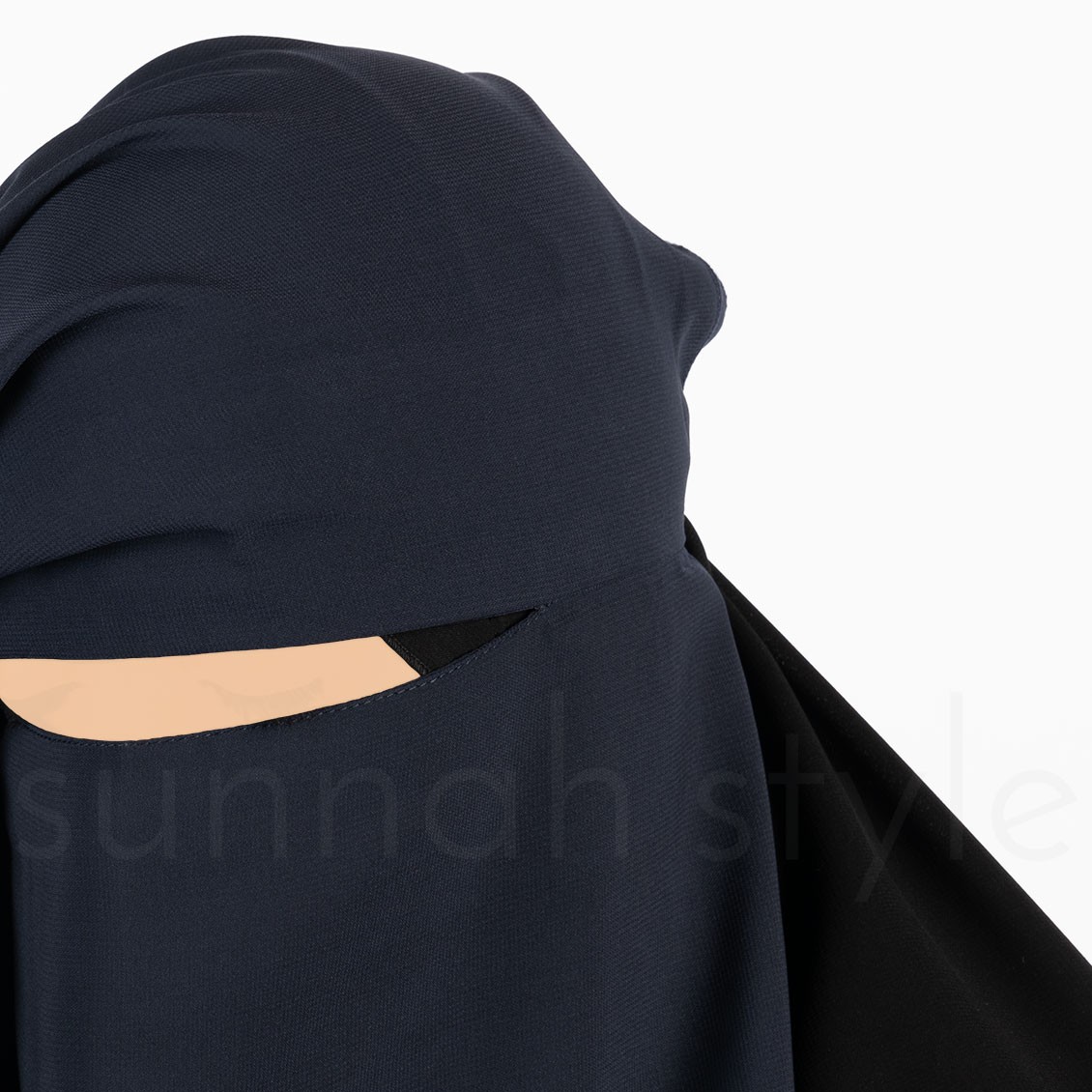 Sunnah Style Long Three Layer Niqab Navy Blue
